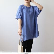 エムビー ミントブリーズ(MB mint breeze)の【大きいサイズ】【接触冷感】レーヨン麻スラブドルマンチュニック