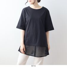 【MB】【Ｌ～５Ｌ】レース切替フェイクレイヤードチュニック