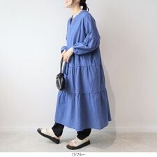 【大きいサイズ】さらさらミニサッカーティアードワンピース