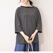 【大きいサイズ】さらさらポンチ7分袖ボートネックTシャツ