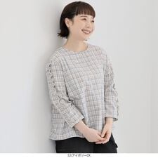 【大きいサイズ】ソフトビエラフリルスリーブブラウス