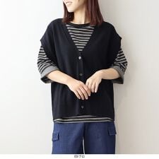 エムビー ミントブリーズ(MB mint breeze)の【大きいサイズ】【アンチピリング】Vネックケーブルニットベスト