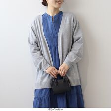 【大きいサイズ】【WEB/一部店舗限定】【抗ピリング】ミドル丈トッパーカーディガン