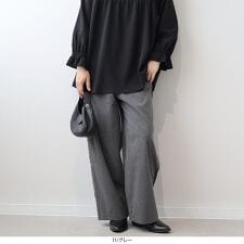 【大きいサイズ】グレンチェックサイドフリンジワイドパンツ