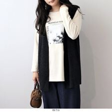 【大きいサイズ】ふわふわブークレーニットジレ