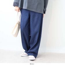 エムビー ミントブリーズ(MB mint breeze)の【大きいサイズ】ソフトレーヨンデニム裏起毛ワイドパンツ