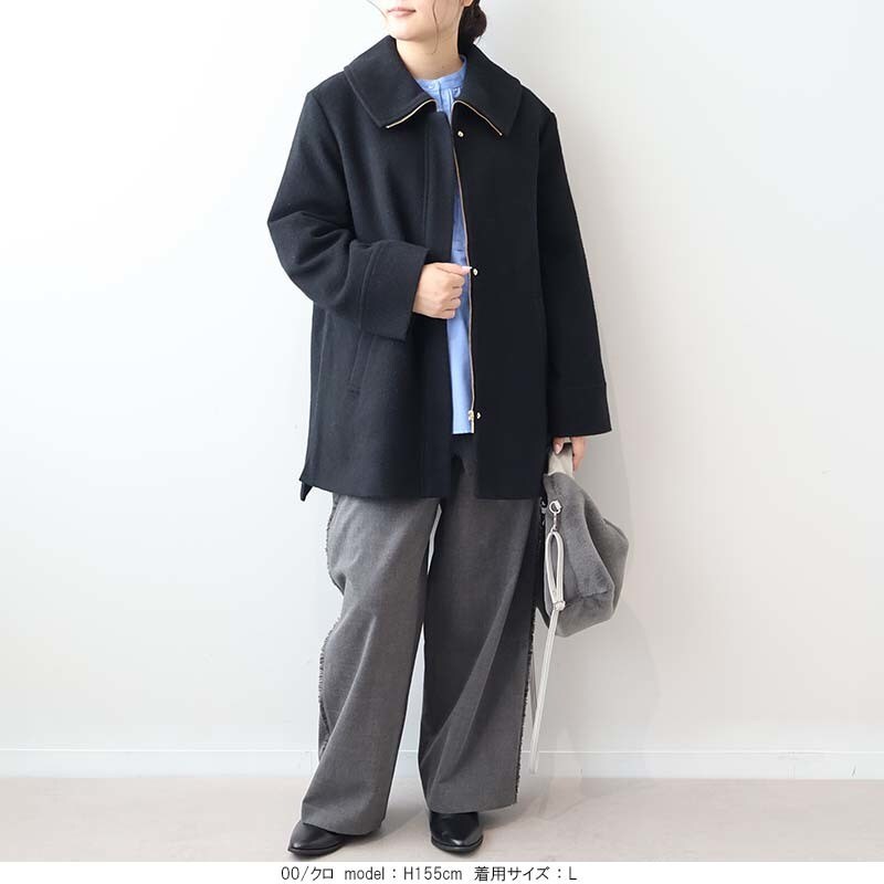 大きいサイズ】ウールカルゼビッグカラーショートコート | エムビー