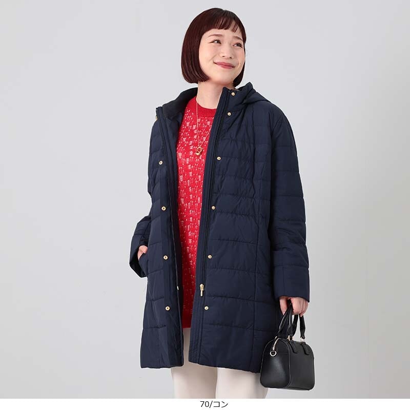 撥水洗えるすっきり】ミディ丈タフタダウンコート | アンタイトル