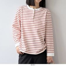 エムビー ミントブリーズ(MB mint breeze)の【大きいサイズ】裏起毛バンドカラーボーダーカットソー