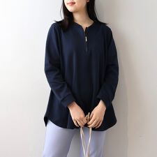 【大きいサイズ】ハーフZIPソフト裏毛チュニック