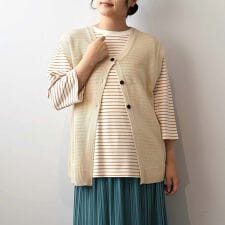 【大きいサイズ】リネンライク2WAYニットベスト