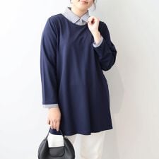 【大きいサイズ】シャツレイヤード風コンパクトポンチチュニック
