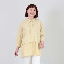 【大きいサイズ】異素材切替えシャツチュニック