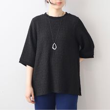 【大きいサイズ】シャーリングニットサイドスリットプルオーバー