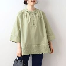 【大きいサイズ】エンブロイダリーヘムブラウス