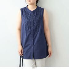 【大きいサイズ】フロントレースノースリーブブラウス