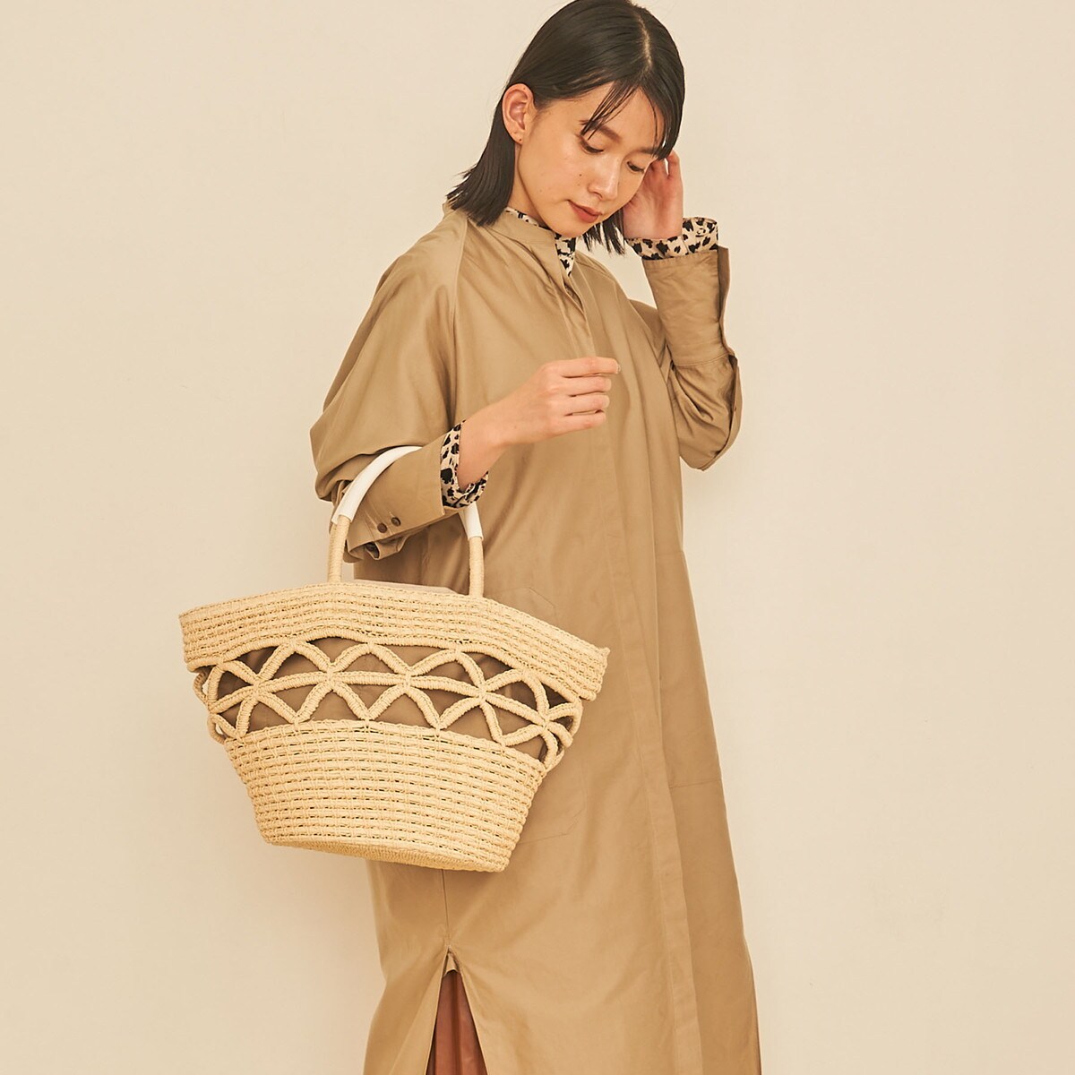 かごバッグ レディース トートバッグ A4 大容量 大人 透かし編み