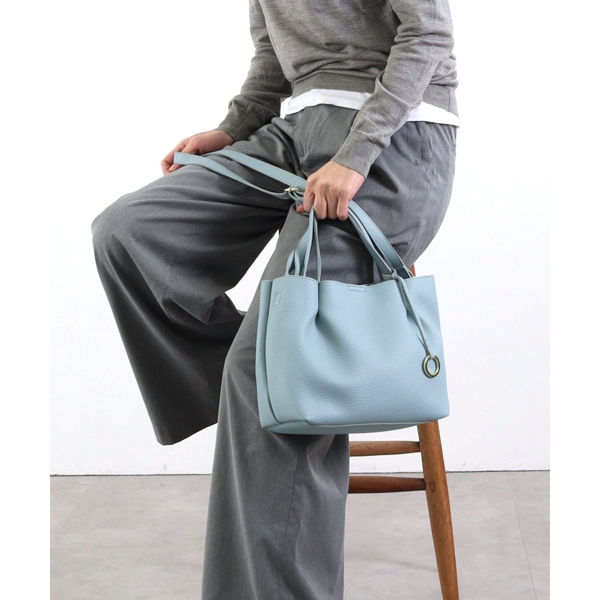 くーこ バッグ2点 COOCO】ソフトフェイクレザータックミニ2WAY トートバッグ ショルダー