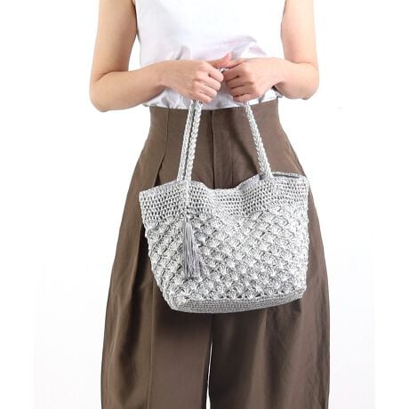 【COOCO】メタリック柄編み トートバッグ