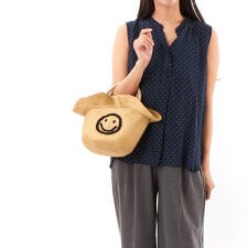 【COOCO クーコ】SMILEY ビーズ刺繍フリル ブレード カゴバッグ かごバッグ