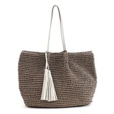 【COOCO クーコ】タッセル付ペーパー トートバッグ かごバッグ　A4収納可能