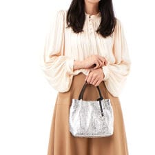 【COOCO】メタリック つまみハンドル2WAY トートバッグ  ショルダーバッグ