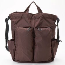 【COOCO】撥水ビッグポケット巾着 リュック A4収納可能