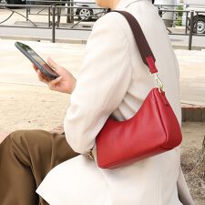 定番【COOCO】シュリンクレザー ダブルストラップ 2WAY ショルダーバッグ