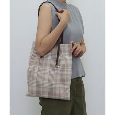 チェック柄ツマミハンドルフラットトートバッグ／Ａ４対応