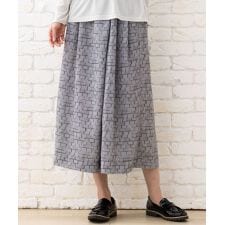 【大きいサイズ】 9号・15号(M・3L) モザイク柄ラップ風ワイドパンツ