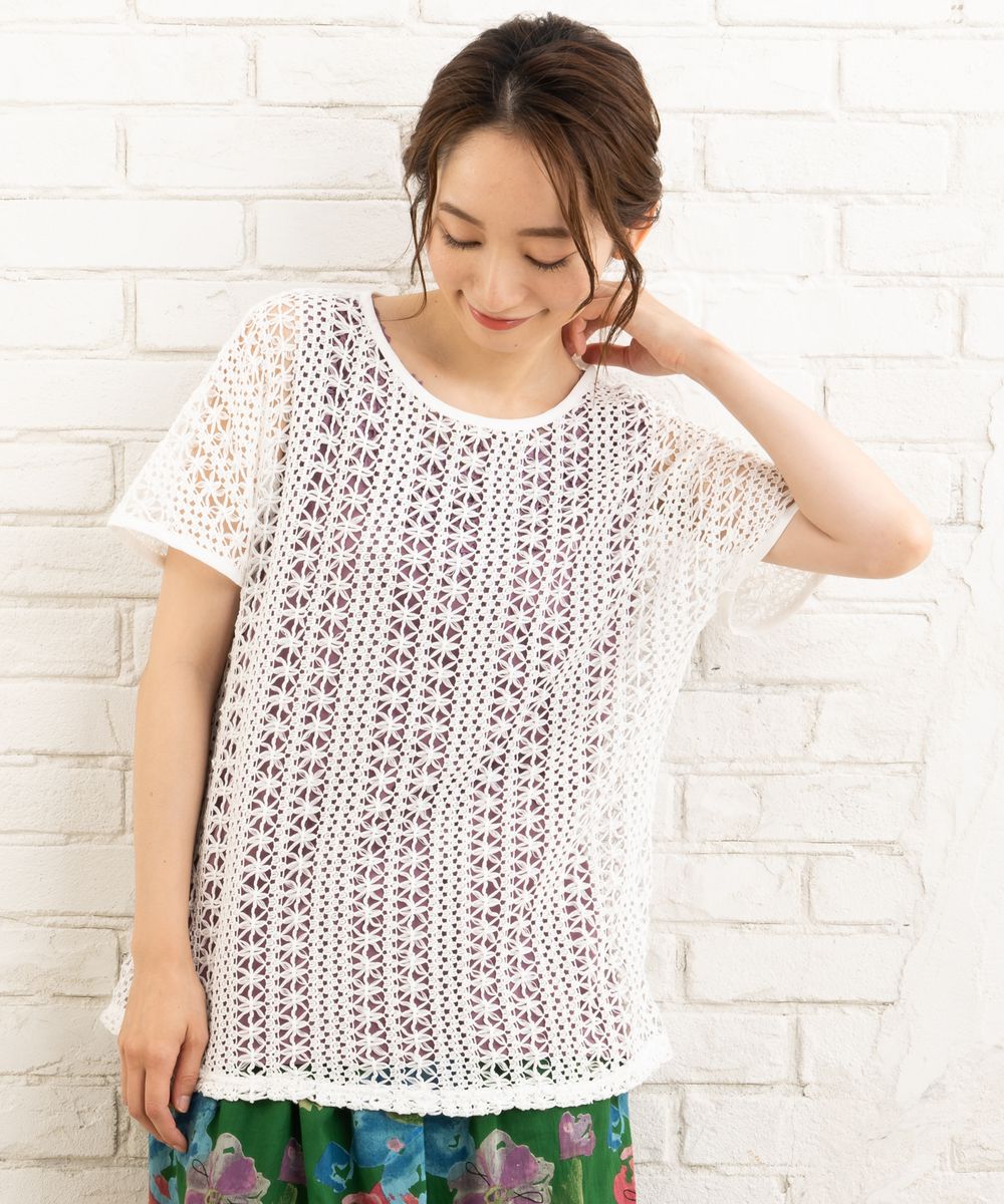 大きいサイズ】 9号・15号・19号(M・3L・5L) クロシェ風レーストップス