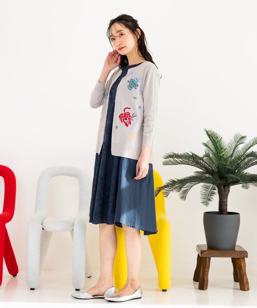 【大きいサイズ】 9号・15号・19号(M・3L・5L) 星座モチーフ刺繍カーディガン 大きいサイズ】 9号・15号・19号(M・3L・5L) 星座モチーフ刺繍