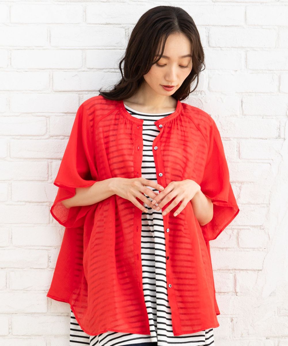 大きいサイズ】 9号・15号(M・3L) ラミーフレアスリーブブラウス