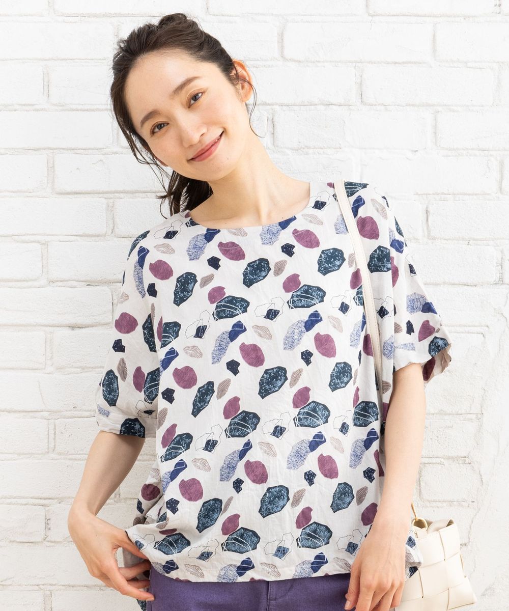 大きいサイズ】 21号(6L～) カラフルストーンプリントブラウス | サブ