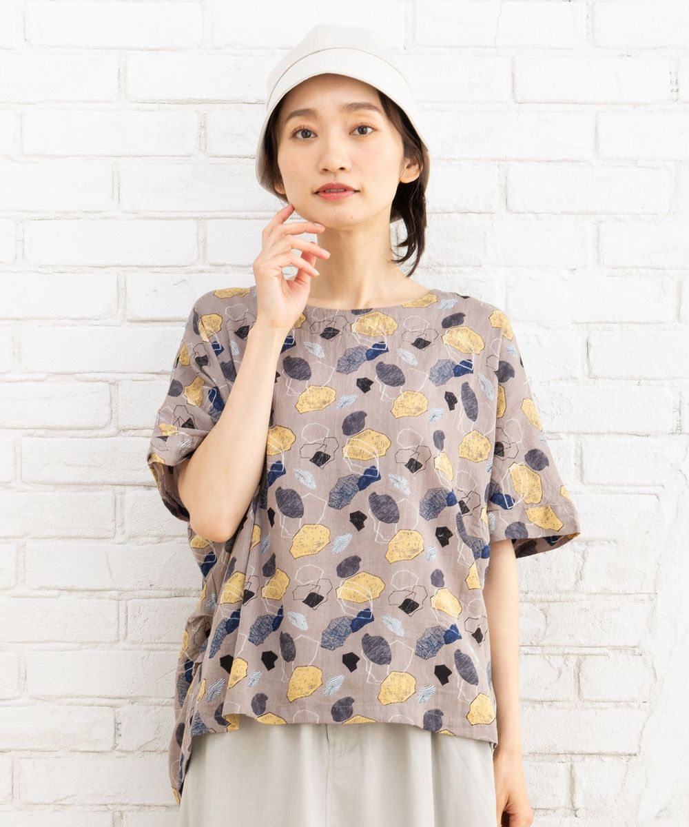 大きいサイズ】 21号(6L～) カラフルストーンプリントブラウス | サブ