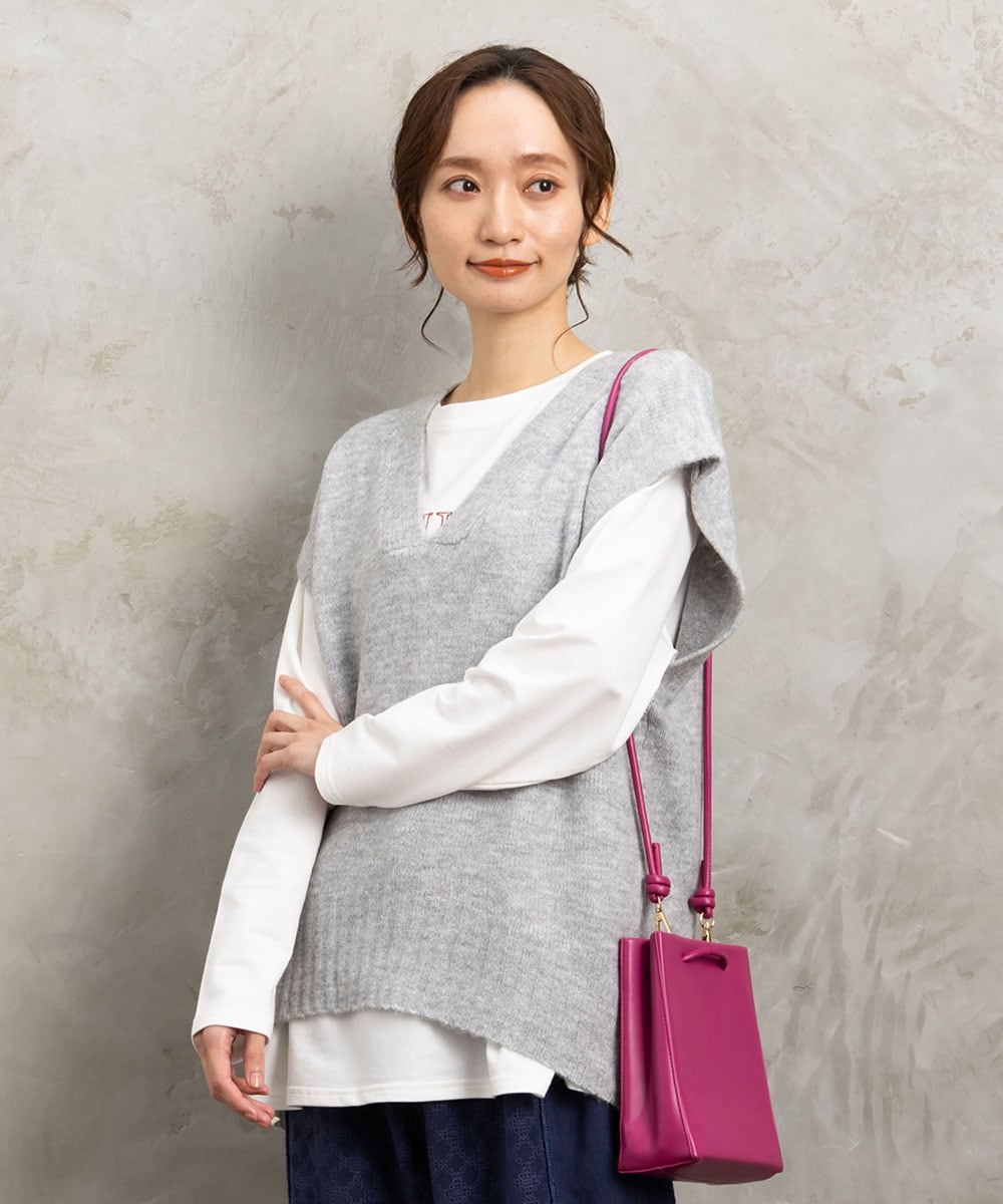 大きいサイズ】 9号・15号(M・3L) FONTLAB シャツレイヤード風ポンチ