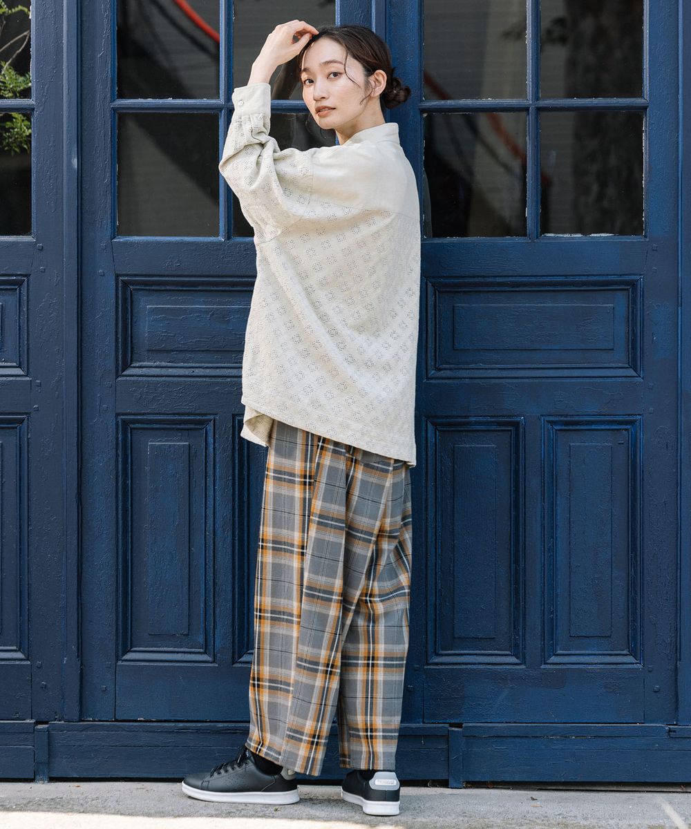 大きいサイズ】 21号(6L～) コーデュロイエンブロイダリーシャツ