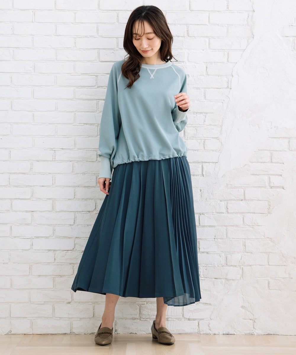 サブストリート（sab street）/【大きいサイズ】 21号(6L〜) FONTLAB カットジョーゼット配色ステッチブラウス 大きいサイズ】 21号(6L～) FONTLAB カットジョーゼット配色ステッチ