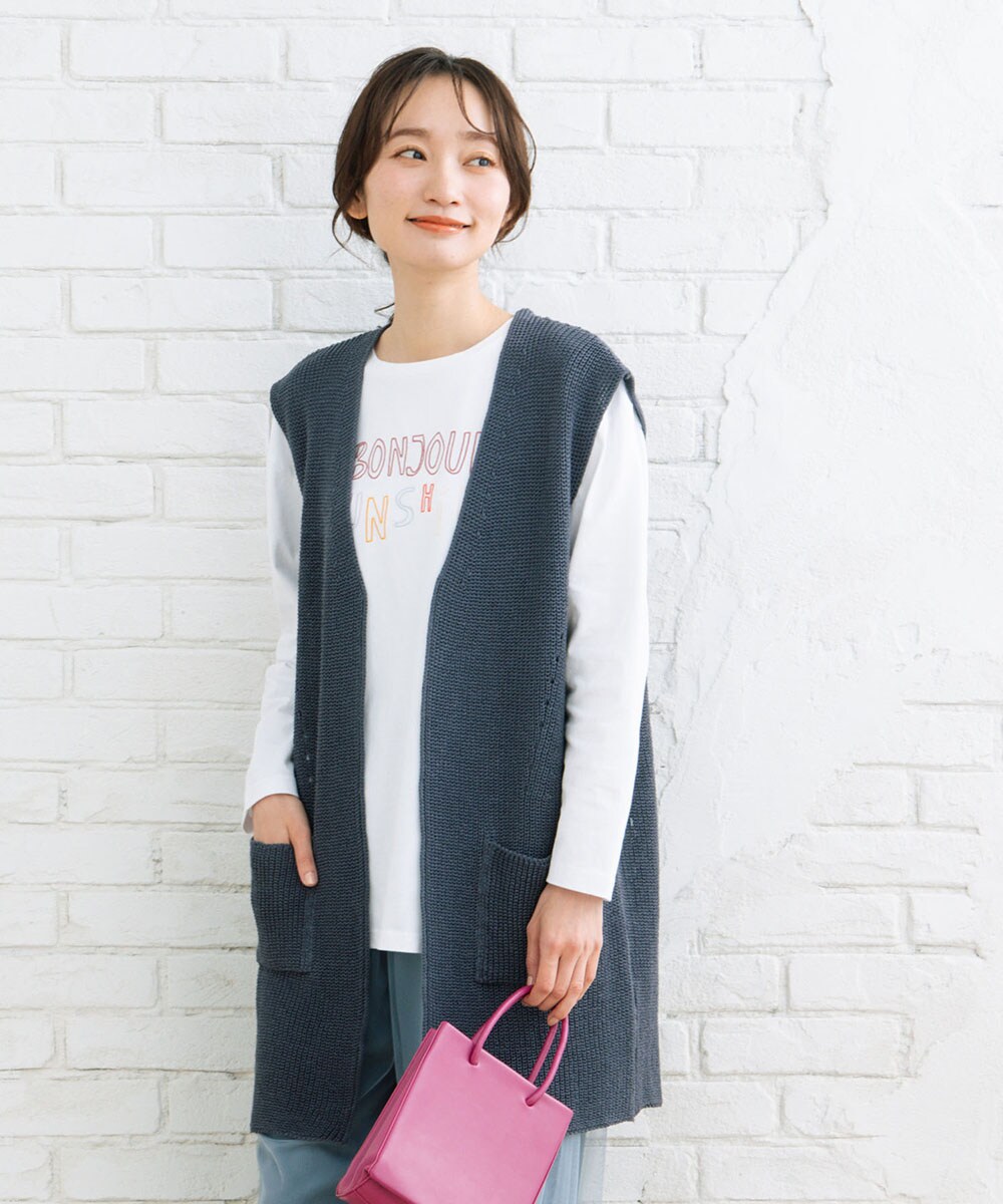 【大きいサイズ】 9・15・19号 【camifine】WGクロシェ風透かし編みベスト 大きいサイズ】 9・15・19号 【camifine】WGクロシェ風透かし