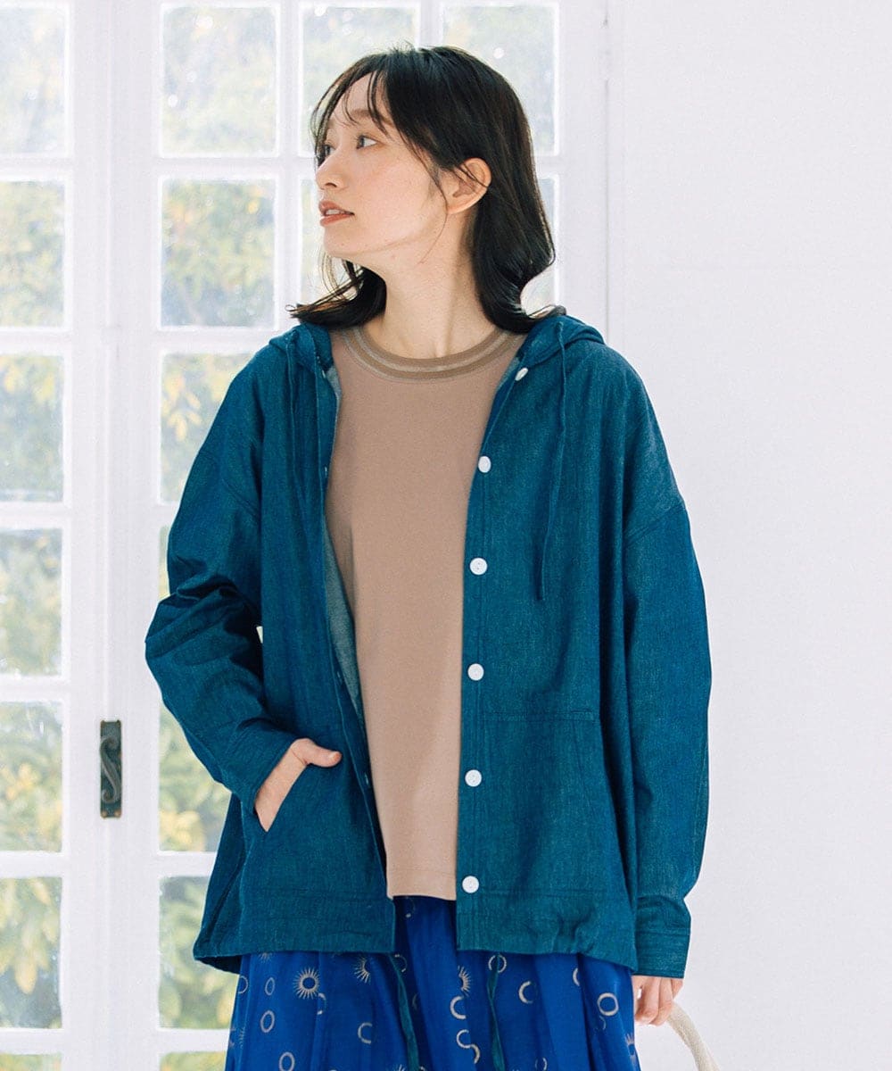 サブストリート（sab street）/【大きいサイズ】 21号(6L〜) INDESIGN フーディーデニムブラウスブルゾン 大きいサイズ】 21号(6L～) INDESIGN フーディーデニムブラウス