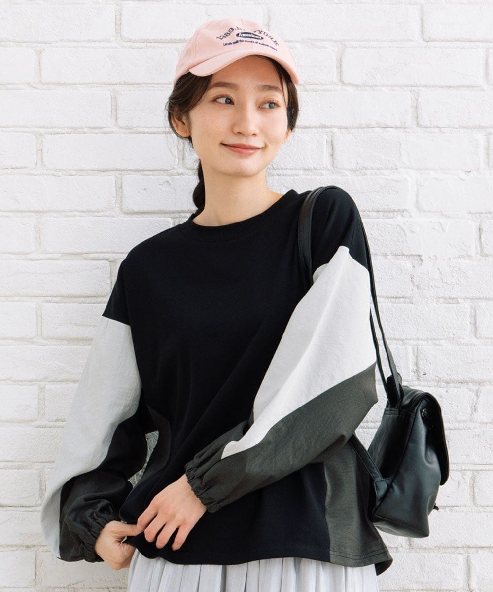 大きいサイズ】 9号・15号(M・3L) FONTLAB 異素材カラーブロッキング