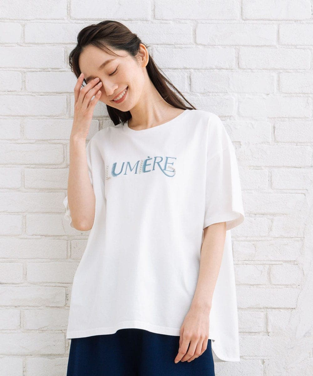 大きいサイズ】 15号(3L) FONTLAB ビジューフリンジロゴTシャツ