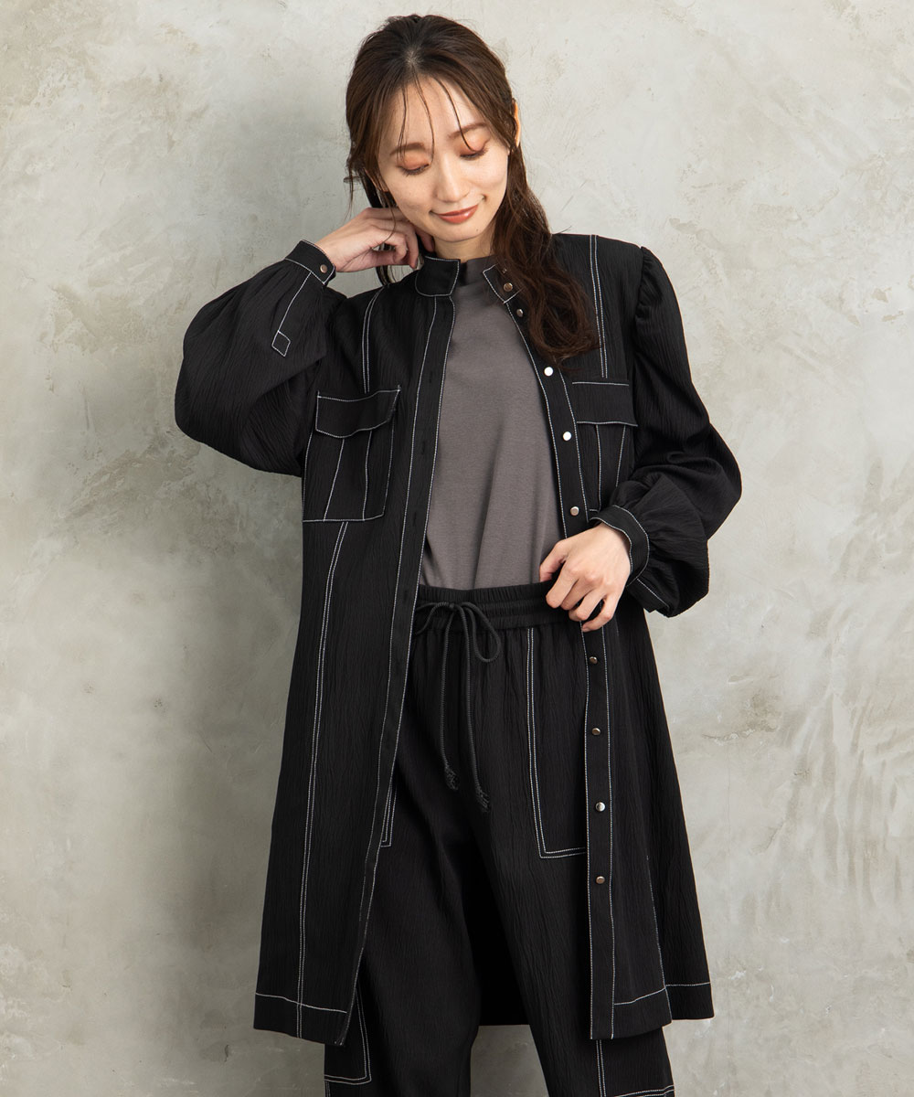 noble L'AUBE BLANC フクレジャガードワンピース　36 ブラック NOBLE×L'AUBE BLANC】フクレジャガードワンピース | ノーブル(Noble