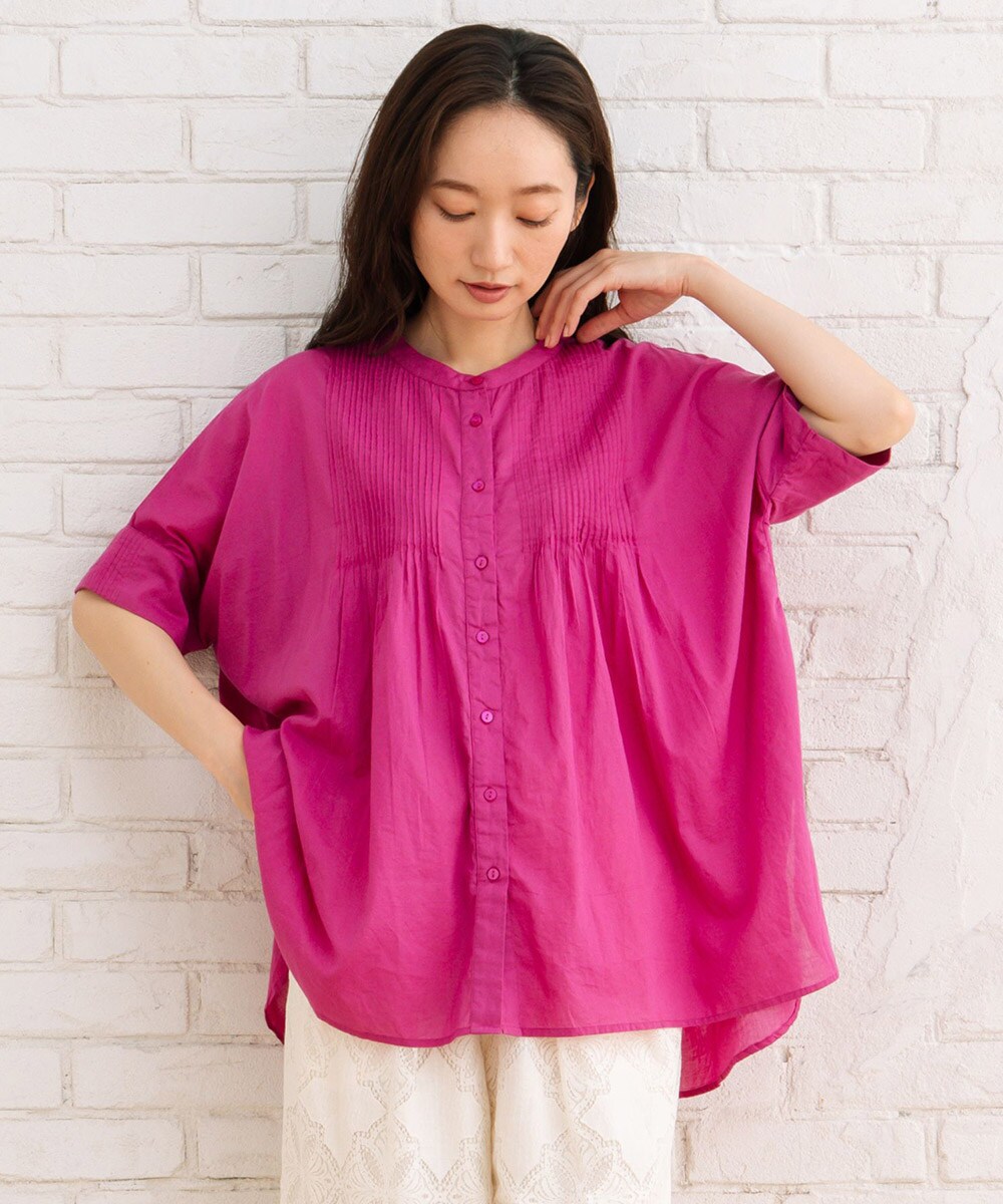 サブストリート（sab street）/【大きいサイズ】 15号(3L) INDESIGN 【オーガニックコットン】ボイルピンタックブラウス 大きいサイズ】 15号(3L) INDESIGN 【オーガニックコットン】ボイル