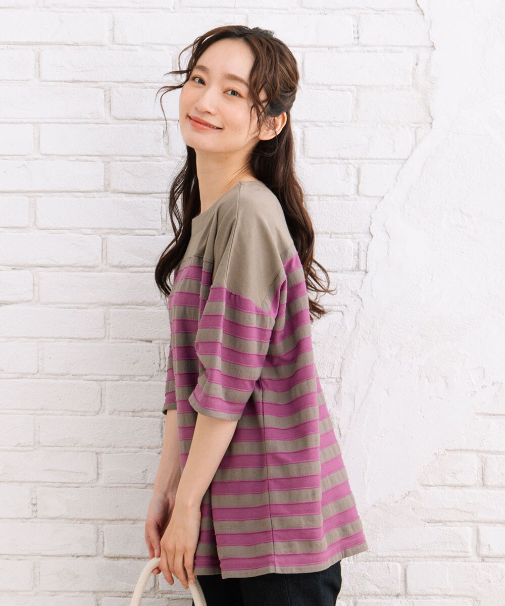 サブストリート（sab street）/【大きいサイズ】15号(3L) FONTLAB サイドスイッチボーダーカットソー 大きいサイズ】 15号(3L) FONTLAB 立体ボーダーカットソー | サブ