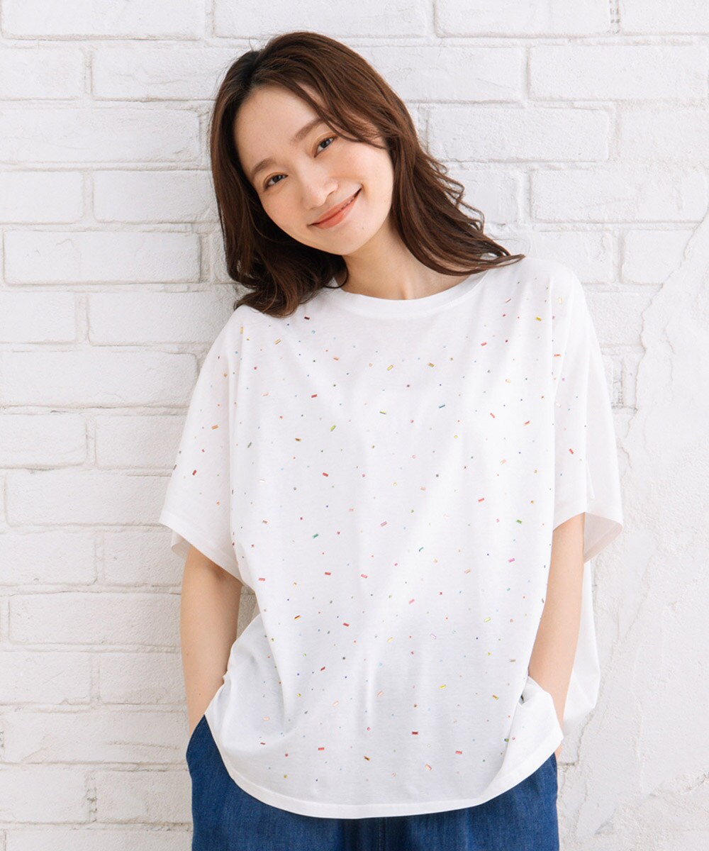 大きいサイズ】 15号(3L) FONTLAB スプレー風ビジューデコレートワイド