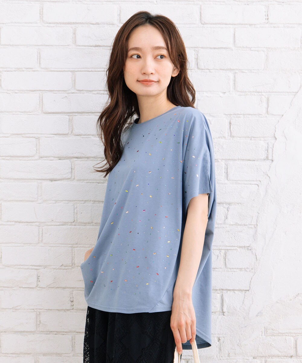 大きいサイズ】 15号(3L) FONTLAB スプレー風ビジューデコレートワイド