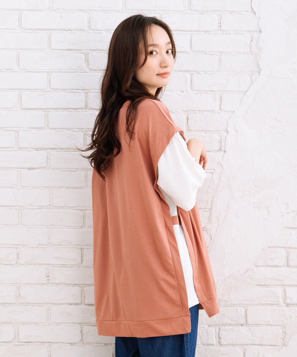 大きいサイズ】 21号(6L～) FONTLAB キーネックボーダーカットソー