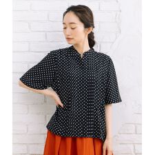 21号(6L～) FONTLAB タックジョーゼットドットブラウス