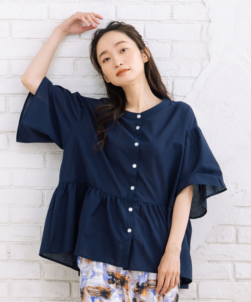 【sabstreet bis】【web限定】15号(3L) 【接触冷感】フレアブラウス sabstreet bis】【web限定】15号(3L) 【接触冷感】フレア